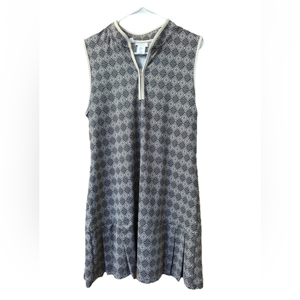 Sigrid Olsen Women's Sleeveless Tennis And Golf Polo Dress Geometric Zipper XL